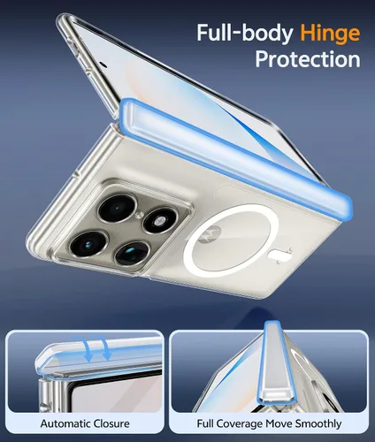 Vista 3 de FNTCASE Funda plegable para Motorola Razr: con protección de bisagra, fundas magnéticas transparentes compatibles con Magsafe grado militar contra