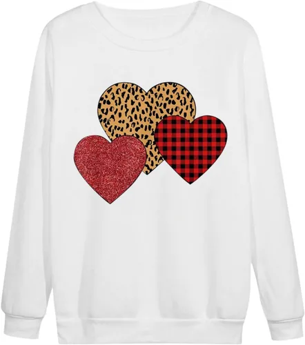 Vista 81 de Sudadera de manga larga con estampado de leopardo y corazón para mujer, para el día de San Valentín, sin botones, para niñas, regalos