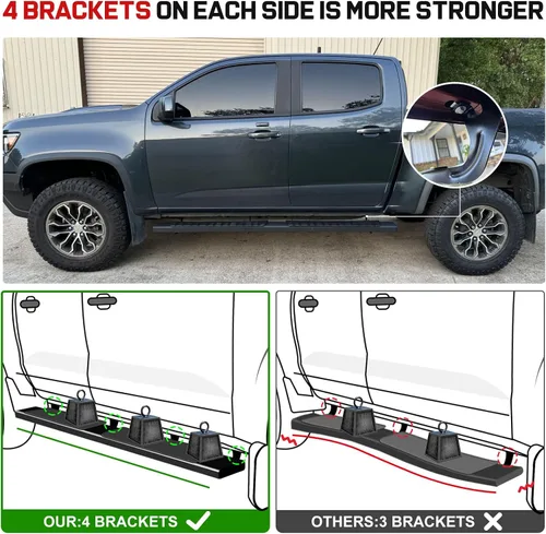 Vista 7 de COMNOVA - Estribos de 6 pulgadas compatibles con Chevrolet Colorado/GMC Canyon Crew Cab 2015-2026, estribos y escalones para Colorado (negro)
