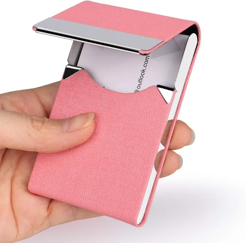 Vista 5 de JuneLsy Estuche para tarjetas de visita – Estuche profesional de piel sintética para tarjetas de visita de metal, tarjetero de bolsillo para hombres