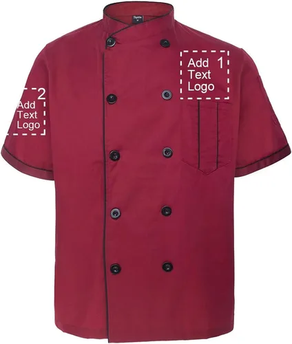 Vista 2 de TOPTIE 3 Pack Custom Short Sleeve Chef Abrigos Personalizados Transferencia de Calor y Chaquetas Bordadas