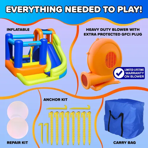 Vista 7 de Mi primer tobogán inflable de agua Sportspower, picos gemelos
