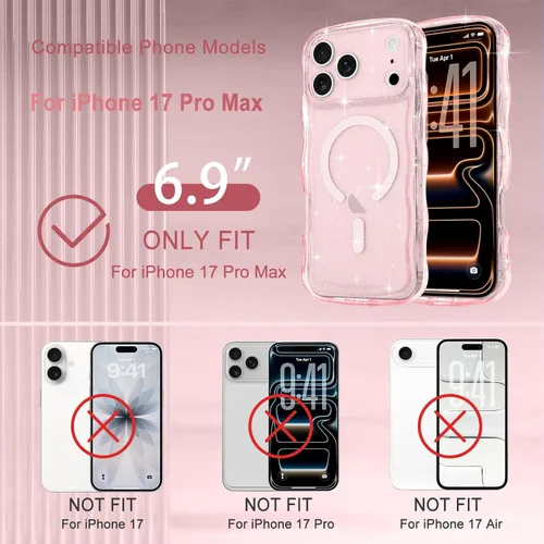 Vista 2 de Pepmune Funda magnética para iPhone 17 Pro Max, color rosa