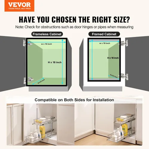 Vista 2 de VEVOR Organizador de Gabinete Extraíble, 7" de Ancho x 21" de Profundidad, Estantes de Despensa Deslizables de Servicio Pesado, Cajones Deslizables