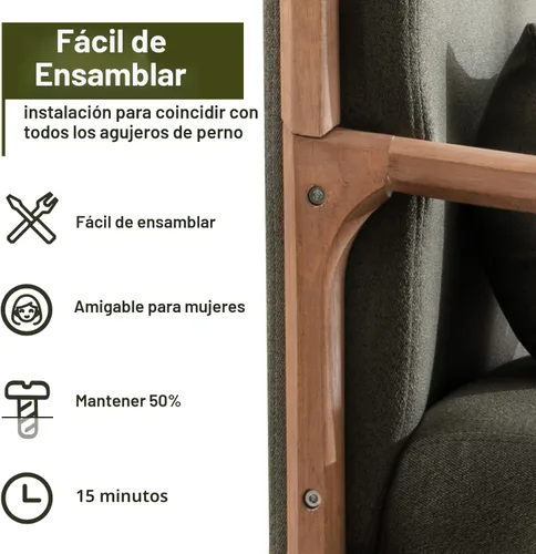Vista 7 de INZOY Silla con acento moderno de mediados de siglo con marco de madera, sillas tapizadas para sala de estar con cojín lumbar, silla de lectura