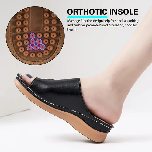 Vista 5 de Aomigoct Zapatos de cuña para mujer, sandalias con cómoda plantilla acolchada, sandalias ortopédicas para mujer, sandalias elegantes de verano