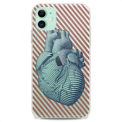 Vista 4 de Funda de TPU compatible con Apple iPhone 12 Mini 2020 Release 5.4 pulgadas, contraportada anatomía diseño de corazón, lindo estampado de órgano