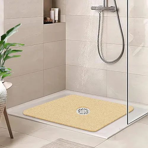 Vista 6 de HITSLAM - Tapete cuadrado para ducha, de 24 x 24 pulgadas, tapete de baño antideslizante para bañera, tapetes de baño de alcachofa de PVC suave