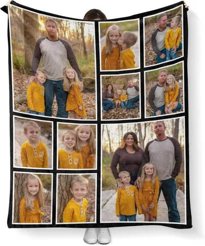 Vista 12 de Mantas personalizadas con fotos, manta personalizada con imagen para familia, mamá, papá, parejas, bebé, manta de fotos personalizada con collage