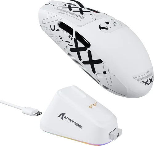 Vista 9 de ATTACK SHARK G3 Pro - Mouse inalámbrico para juegos con base de carga magnética, sensor de juego PixArt PAW3311, BT/2.4G inalámbrico/con cable