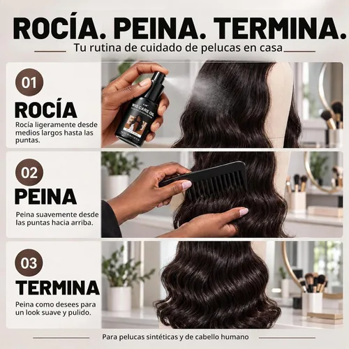 Vista 7 de EJW Spray de aceite para peluca para cabello sintético y humano, brillo