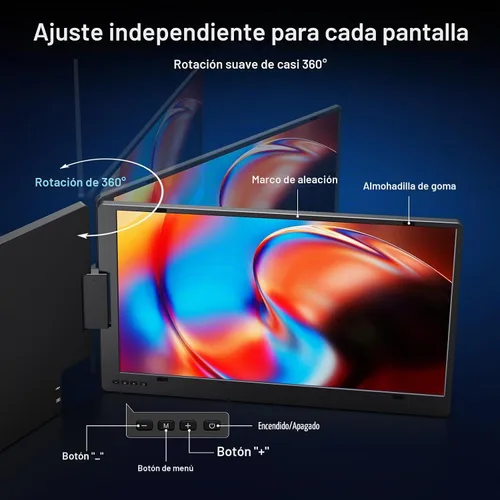 Vista 5 de KYY Extensor de pantalla para computadora portátil, aleación de monitor Negro