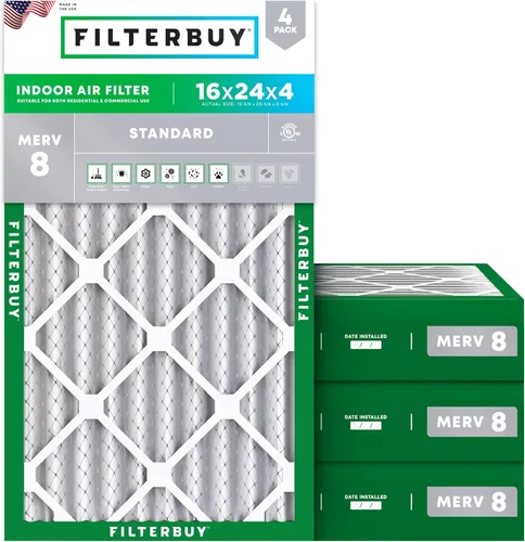 Vista 22 de Filterbuy - Filtros de aire de repuesto MERV 8, protección contra el polvo, plisados, para caldera y sistema HVAC, 20 x 25 x 1 pulgadas, paquete