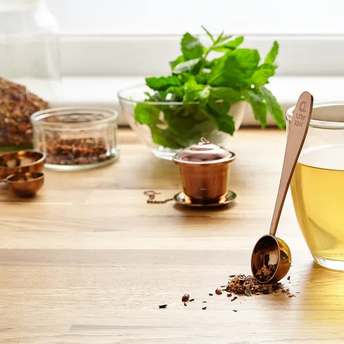 Vista 8 de Oro rosa - Infusor de té + cuchara de té mediana