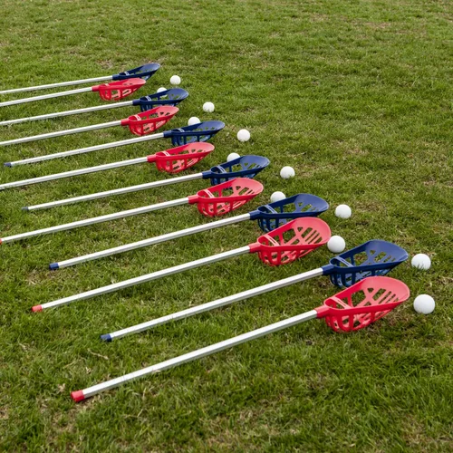 Vista 5 de Champion Sports Soft Lacrosse Set: Equipo de entrenamiento para niños, niñas, niños, jóvenes y atletas aficionados - 12 palos de aluminio y 6 bolas