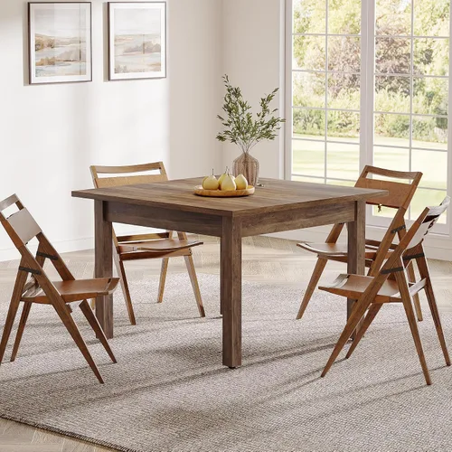Vista 8 de Tribesigns Mesa de comedor de madera, mesa de cocina moderna para comedor, sala de estar, 2-4 personas, mesa de comedor cuadrada con patas