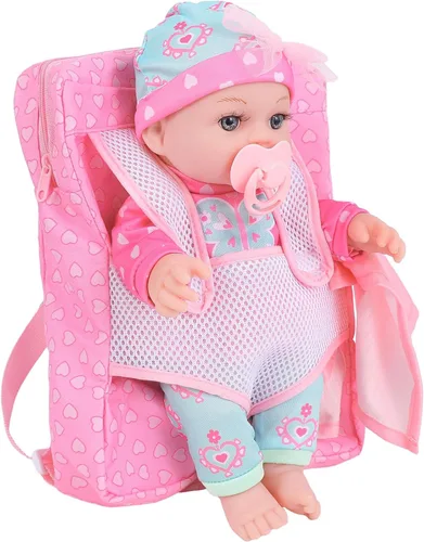 Vista 5 de DONTNO Muñeca de bebé de 12 pulgadas con ropa y mochila, muñeca Reborn con pezón de biberones