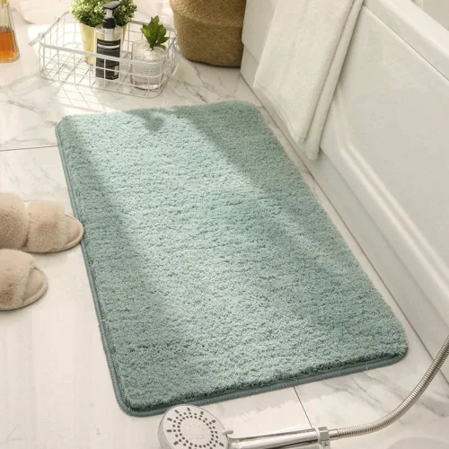 Vista 4 de Alfombra de baño antideslizante absorbente gruesa y suave de microfibra para el baño, alfombra de felpa acogedora, lavable a máquina, alfombra
