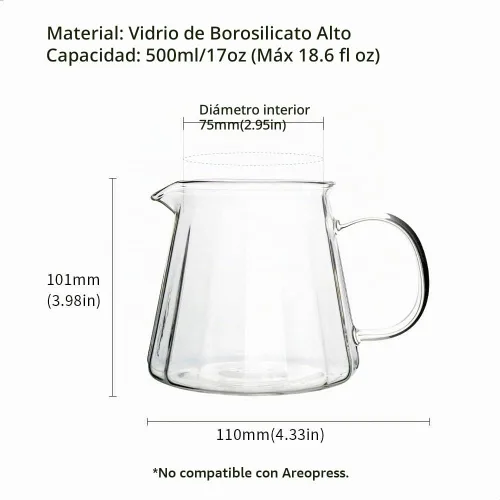 Vista 2 de watchget Servidor de vidrio de borosilicato de 500ml/17oz verter sobre