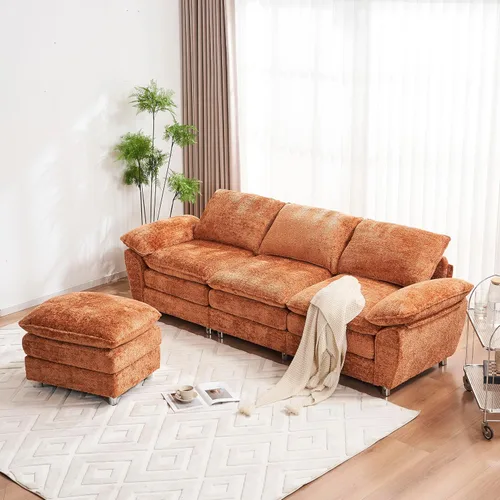 Vista 13 de KEVINSPACE Sofá modular moderno en forma de L de 101.6 pulgadas para sala de estar, sofá modular moderno de 3 asientos, muebles cómodos con diván