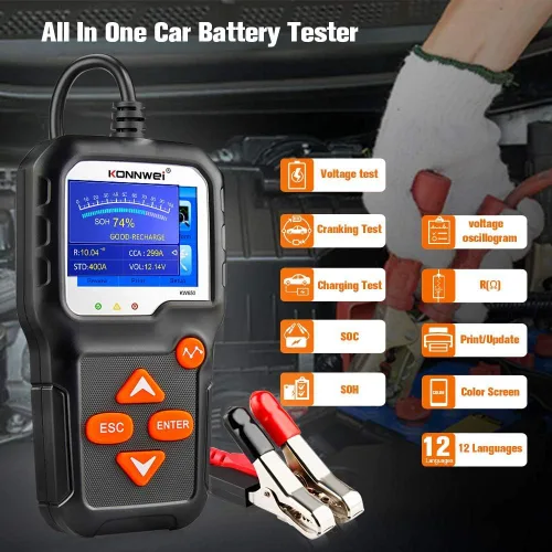 Vista 7 de Escáner KW850 OBD2 + probador de batería de coche KW650
