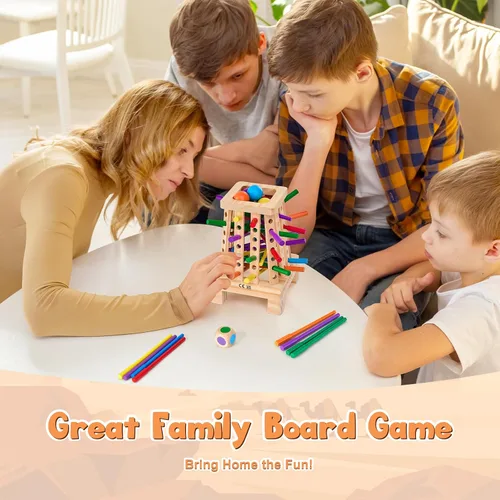 Vista 6 de Montessori - Juego de mesa para niños de 4 a 6 años, juego de dados de palitos de madera piramidal, educativo de matemáticas, juguete de habilidades