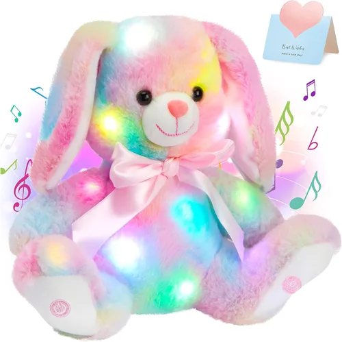 Vista 8 de Glow Guards Conejito de Pascua de 11 pulgadas con luz de arcoíris, suave