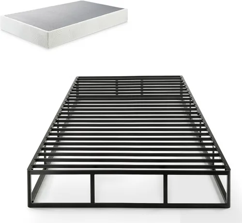 Vista 13 de Zinus Muelle de bloqueo rápido de 4 pulgadas de perfil bajo/Base de colchón/Estructura de acero resistente/Fácil armado, Acero, Blanco