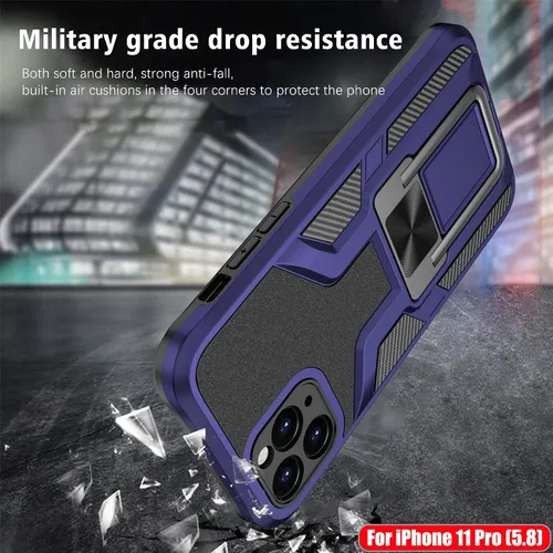 Vista 6 de Funda compatible con iPhone 11 Pro resistente de grado militar a prueba de golpes, doble protección (TPU+PC), funda magnética sólida y duradera