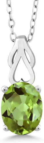 Vista 117 de Gem Stone King Collar de plata de ley 925 con piedra natal ovalada de 0.354 x 0.276 in Collar con colgante solitario para mujer Con cadena