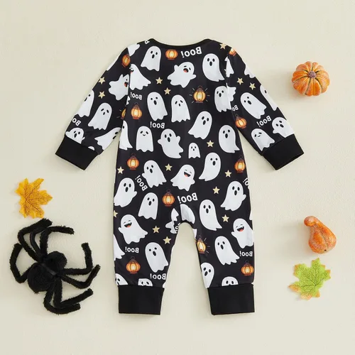 Vista 3 de Mameluco para bebé recién nacido y niña, de 3, 6, 12, 18 meses, ropa de otoño diagonal con cremallera A-Negro