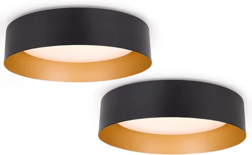 Vista 15 de Bargeni Lámpara de techo empotrada, lámpara de techo LED de 12.5 pulgadas, 5CCT regulable/2700K-6000K/20W, negro mate con acento de madera, montaje
