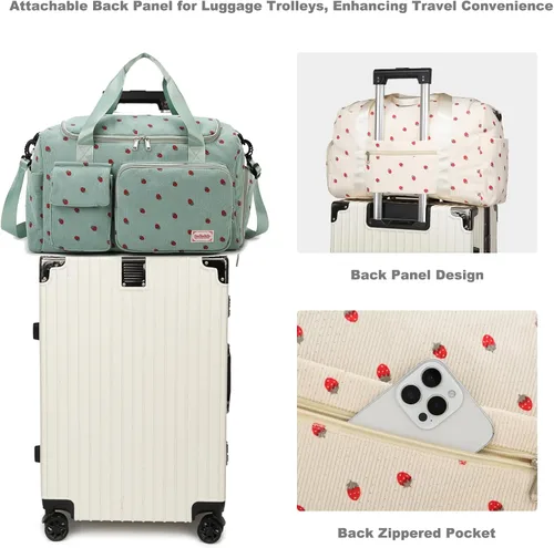 Vista 372 de Pequeña bolsa de gimnasio para mujer, bolsa de viaje con compartimento para zapatos