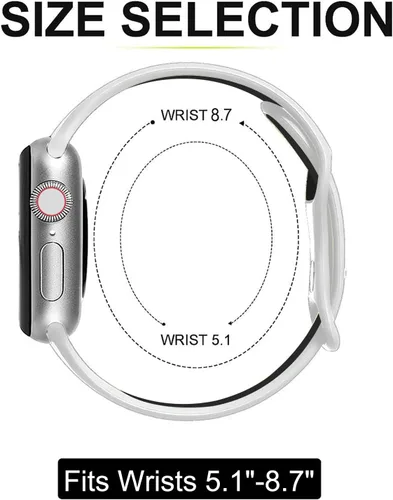 Vista 6 de Paquete de 3 correas deportivas compatibles con Apple Watch de 1.496 in 1.575 in 1.614 in 1.654 in 1.732 in 1.772 in 1.929 in, correa de silicona