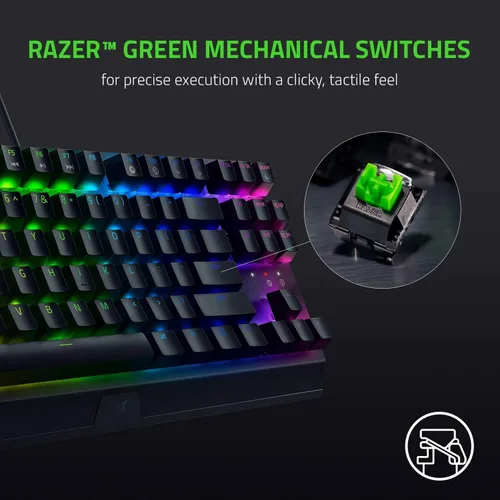 Vista 7 de Razer BlackWidow V3 Teclado mecánico para juegos sin llave interruptores mecánicos Razer - Iluminación Chroma RGB - Factor de forma compacto