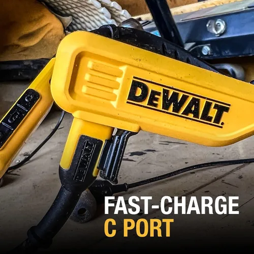 Vista 6 de DEWALT Auriculares inalámbricos Bluetooth con banda para el cuello y cargador rápido de coche de 60 W de 4 puertos