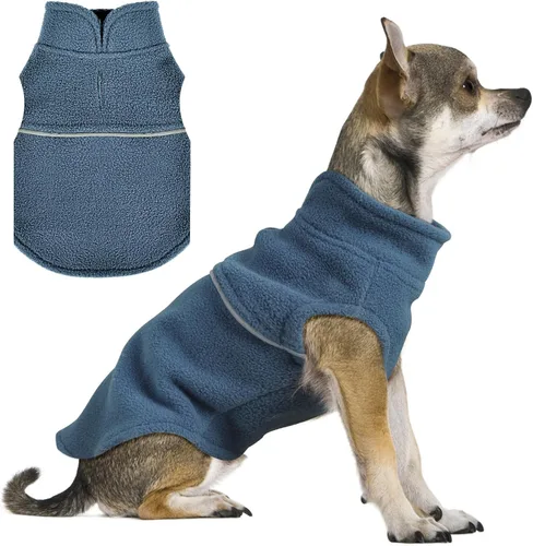 Vista 20 de Suéteres para Perros Pequeños para Niñas, Chaleco de Forro Polar para Perros con Orificio para Correa, Suéter Cálidamente Ajustable, Chaqueta