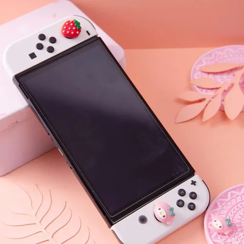 Vista 7 de PERFECTSIGHT Lindos empuñaduras de pulgar para Nintendo Switch OLEDLite, tapas de silicona suave de anime, 4 piezas Kawaii 3D Analog Stick Button