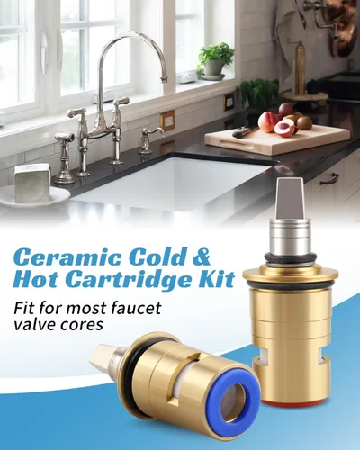 Vista 2 de Kit de cartucho de grifo de cerámica de 1/4 vueltas para agua fría y caliente Reemplazar 1-099XKJKABNF 1-100XKJKABNF Construcción duradera de latón