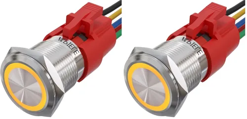 Vista 18 de APIELE Interruptor momentáneo de botón de encendido y apagado de 0.748 in de aleación de aluminio con cabezal de ojo de ángel LED de 12 V