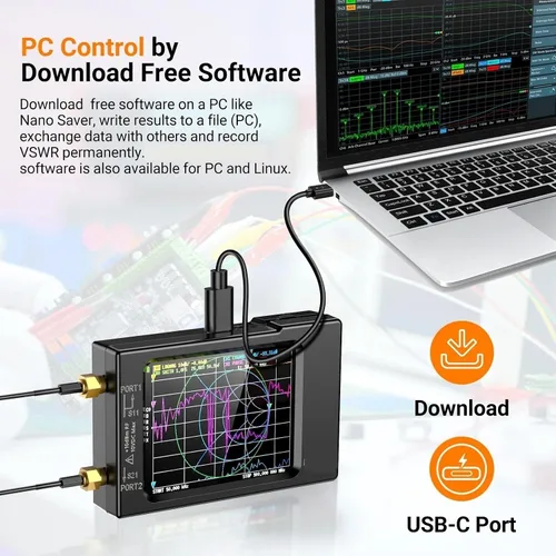 Vista 5 de Spectrum Analyzer, VNA-H Vector Network Antenna Analyzer 10KHz-1.5GHz MF HF VHF UHF W/Shell SD Card Slot Supprt 32G Digital VNA-H Tester