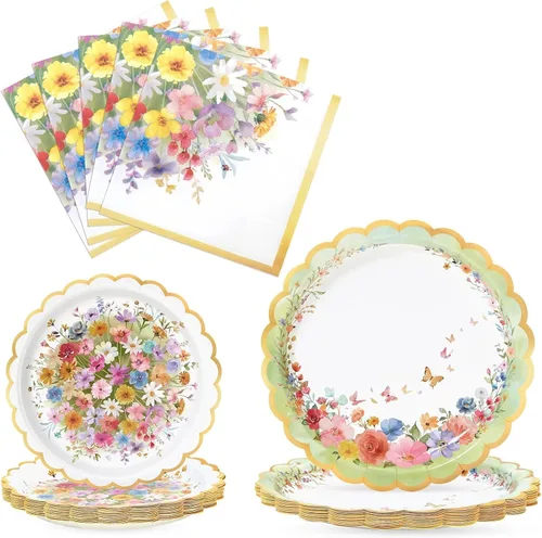 Vista 20 de WERNNSAI Hawaiian Luau Party Supplies - 48 platos y servilletas de Luau tropical, decoraciones de cumpleaños, platos de papel hawaiano para verano