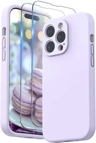 Vista 21 de SURPHY Funda diseñada para iPhone 14 Pro Max con protector de pantalla, (con protección de cámara y forro de microfibra suave), funda de silicona