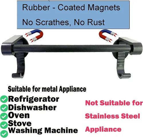 Vista 3 de Toallero magnético para toallero, toallero con ganchos de almacenamiento para refrigerador, estufa de cocina, horno, lavavajillas, lavadora