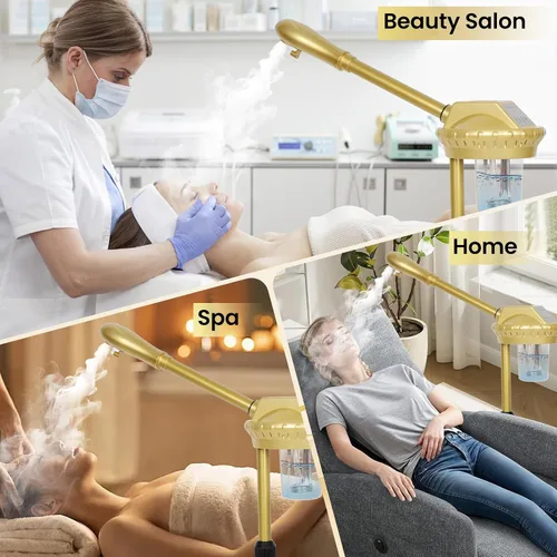 Vista 6 de Vaporizador Facial Profesional con Más Vapor para Limpieza Profunda e Hidratación, Vaporizador para Esteticistas sobre Ruedas con Configuración