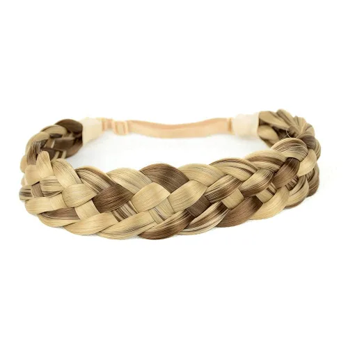 Vista 22 de Diadema clásica de cabello sintético trenzado de 5 hebras, trenzas gruesas y anchas, extensión de cabello con elástico para mujeres y niñas