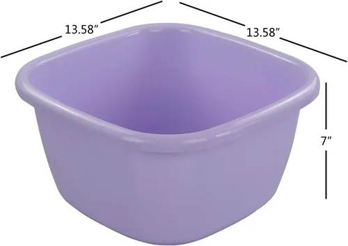 Vista 2 de Obston Sartén de plástico de 18 cuartos de galón, lavabos cuadrados, juego de 2 (verde, morado)