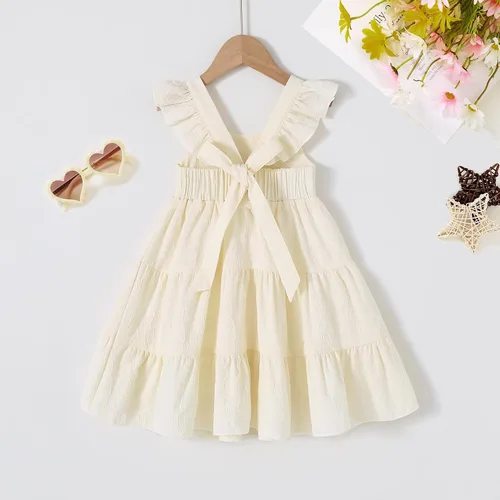 Vista 3 de YOUNGER TREE - Vestido de verano para bebé o niña pequeña, con mangas con volantes, halter, casual, para la playa, vestido de verano para niños