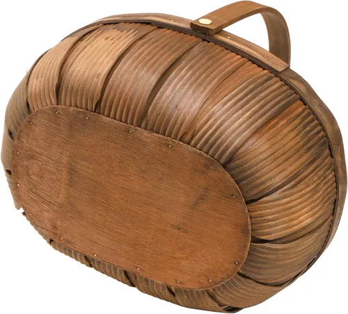 Vista 3 de Lawei Paquete de 3 cestas de pan de madera, cesta de picnic de virutas de madera con asas, cesta de almacenamiento de frutas tejidas a mano