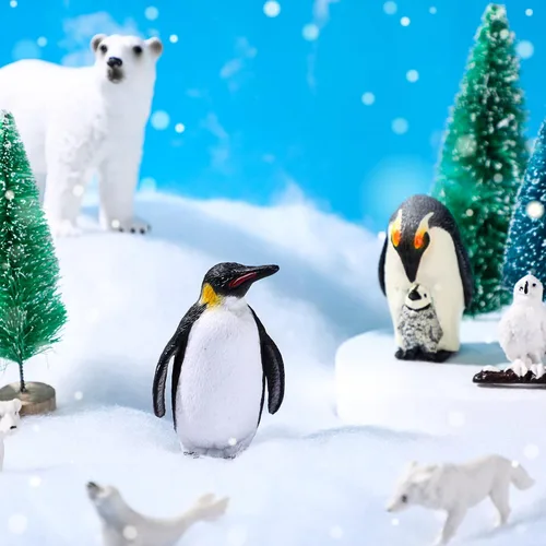 Vista 4 de 19 piezas de conjunto de figuras de animales árticos, diorama de hábitat de animales árticos, figuras de animales polares, osos polares, pingüinos